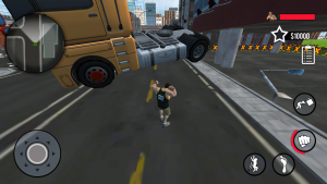 Главный герой игры Hunk Big Man 3D поднимает автомобиль